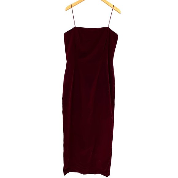 Maggy London Velvet Slip Dress Womens‎ Vintage Formal Burgundy Fitted Spaghetti - Picture 1 of 7